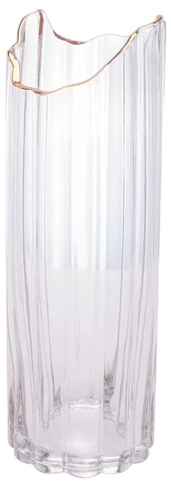 Vaso De Vidro Com Borda Dourada 10cm X 30cm 29102 Wolff