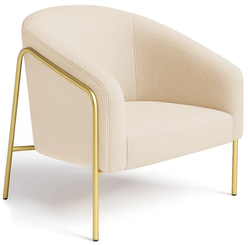 Poltrona Sala Industrial Alta Dourado Stella Bouclê D03 - D'Rossi - Bege