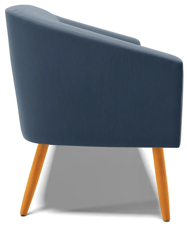 Namoradeira 02 Lugares Stella Suede Azul Marinho Pés Palito Castanho - D'Rossi