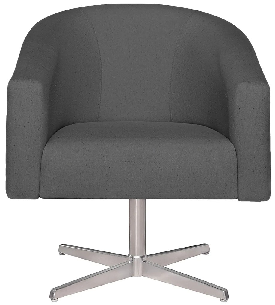 kit 02 Poltronas Luiza Base Giratória de Metal Linho Chumbo - ADJ Decor