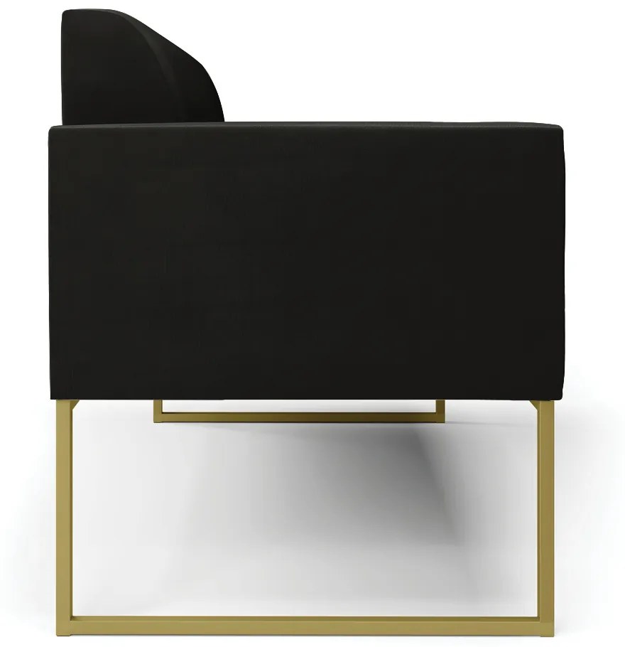 Sofá Namoradeira Base Industrial Dourado Marisa Suede Preto D03 - D'Rossi