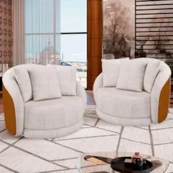Kit 2 Poltronas Decorativa Giratória para Sala Kaly Z32 Sintético Cara
