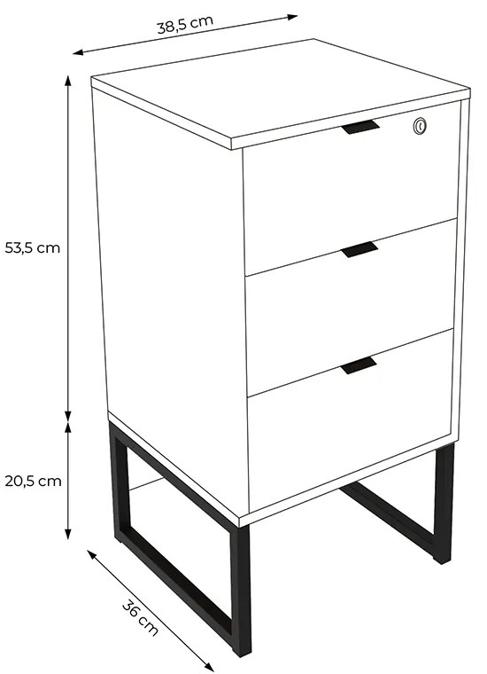 Gaveteiro para Escritório Home Office ME4158 MDP Amendoa/Preto G69 - Gran Belo