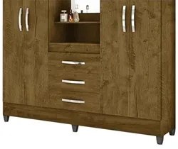 Guarda Roupa de Casal Capri 04 Portas e 03 Gavetas Castanho Wood - Mov