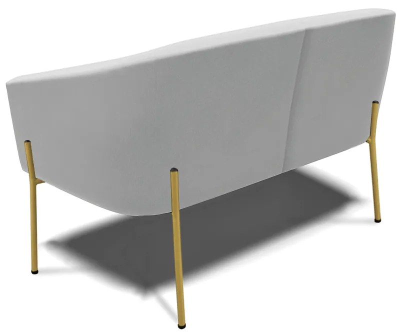 Namoradeira e 2 Poltronas Pé de Ferro Dourado Stella Suede D03 - D'Rossi - Cinza