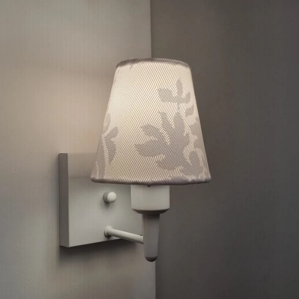 Arandela Quadrada Md-2034 Branco Cúpula em Tecido Cone Renda Branco - Bivolt