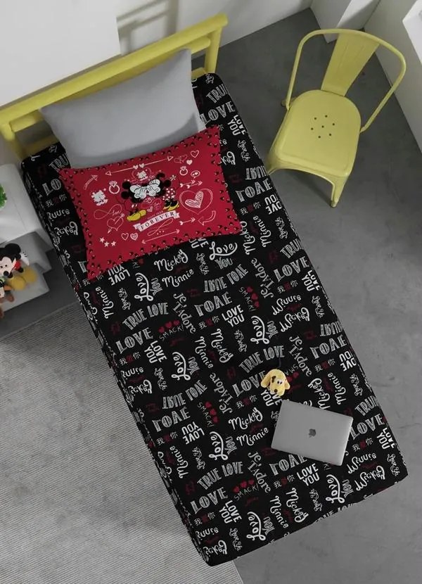Jogo de Cama Malha Mickey Solteiro 2 Peças