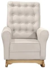 Poltrona Amamentação Base Madeira Balanço Maju Veludo Off F03 - Mpozen