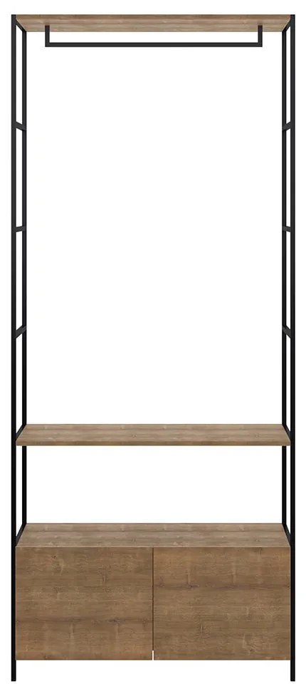 Módulo Para Guarda Roupa Steel Quadra com 02 Gavetas Estilo Industrial Vermont e Preto - D'Rossi