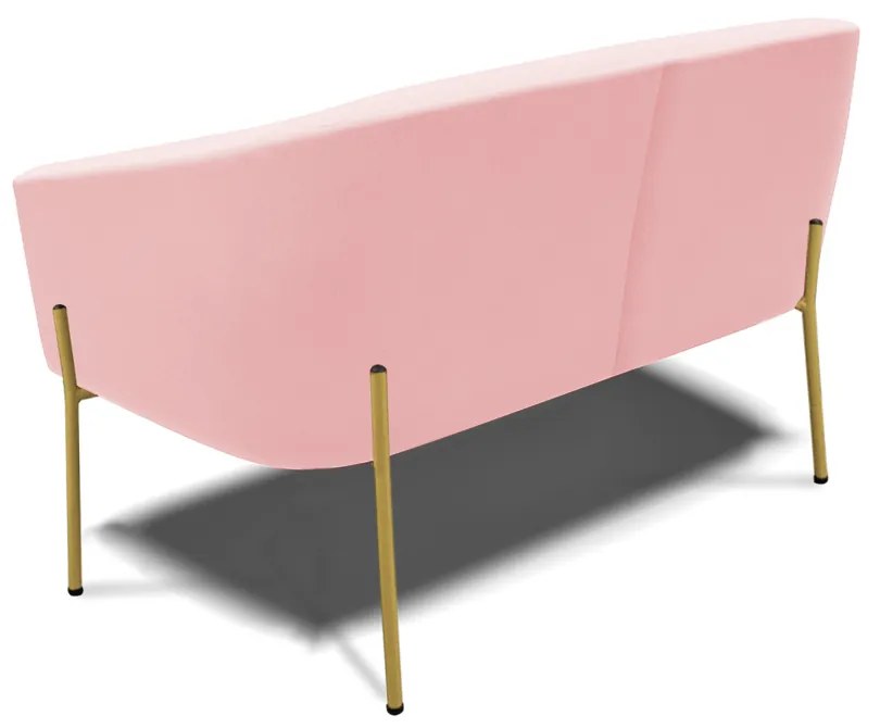 Sofá Namoradeira e Poltrona Pé de Ferro Dourado Stella Suede D03 - D'Rossi - Rosa Bebê