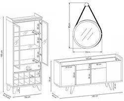 Buffet Sinfonia Com Espelho 54cm e Cristaleira Adega Órfeo H01 Off Whi