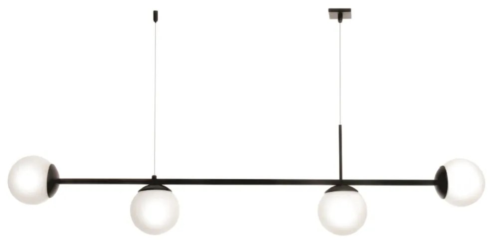Pendente Tooren Retangular Barra Reta 123,5X12X29Cm Globo Ø12Cm 04Xg9... (PRETO, CLEAR (Transparente))