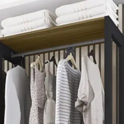 Guarda Roupa Casal Closet 219cm 4 Gavetas Una Mel/Preto C01 - Mpozenat
