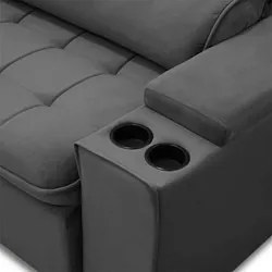 Sofá Retrátil Reclinável 3 Lugares 250cm Ginevra F05 Veludo Grafite -