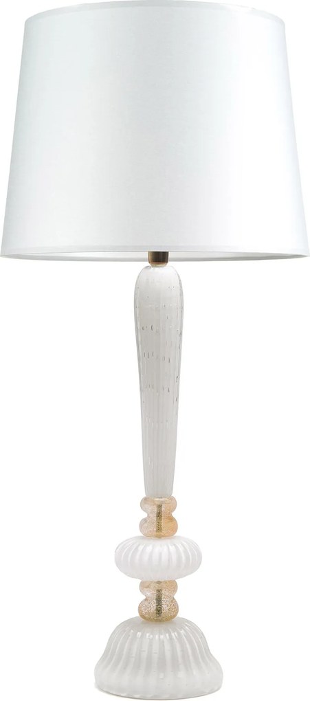 Abajur Murano Firenze c/ Detalhe Ouro - Branco  Branco