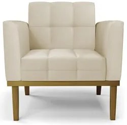 Sofá Namoradeira e 2 Poltronas Base Madeira Castanho Ana Sintético Beg