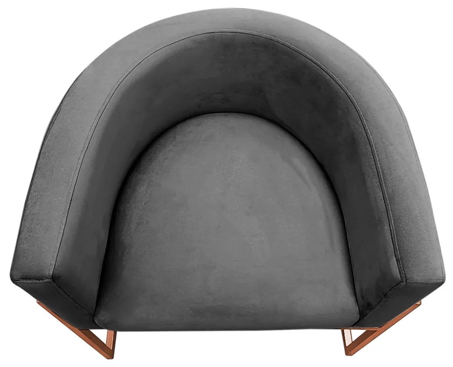 Poltrona Decorativa Base Metal Bronze Luna Veludo Cinza - Sheep Estofados - Cinza