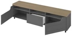Rack Tv 75 Pol 200cm com 2 Portas Abel Carvalho/Grafite A09 - Mpozenat