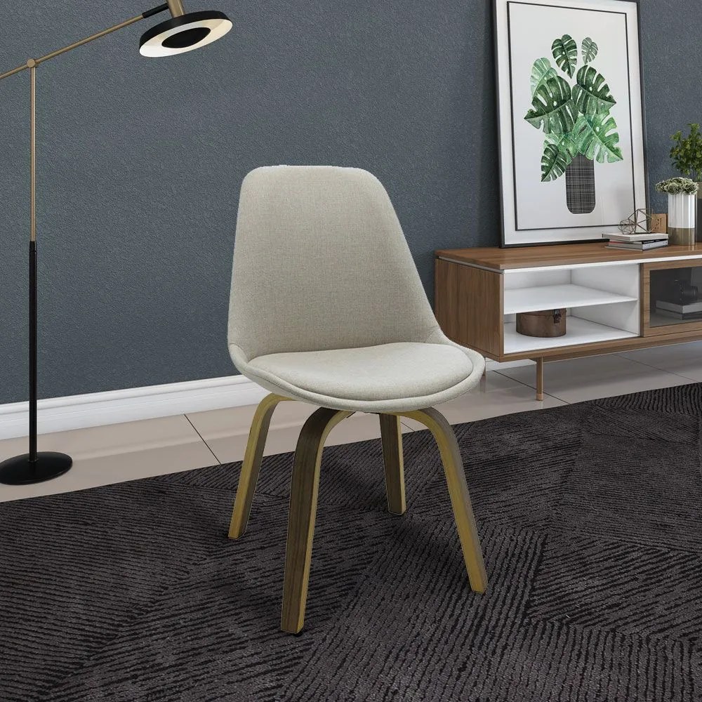 Kit 3 Cadeiras Decorativas Sala e Escritório SoftLine Linho Bege G56 - Gran Belo