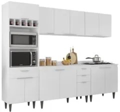 Armário de Cozinha Com Tampo CP05 260cm Pérola Branco Z34 - Mpozen