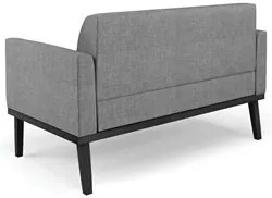 Sofá Namoradeira e 2 Poltronas Base Madeira Preto Maressa Linho Grafit