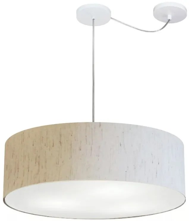 Lustre Pendente Cilíndrico Com Desvio de Centro Vivare Md-4259 Cúpula em Tecido 50x15cm - Bivolt