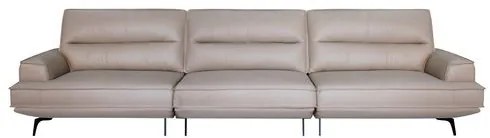 Sofá Evans 3 Lugares Couro Pérola 335cm - 69872 Sun House