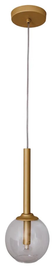 Pendente Ball Ø14X35Cm 1Xg9 Haste 20Cm / Metal E Globo Ø14Cm | Usina 1... (MR-T - Marrom Texturizado, AMBAR)