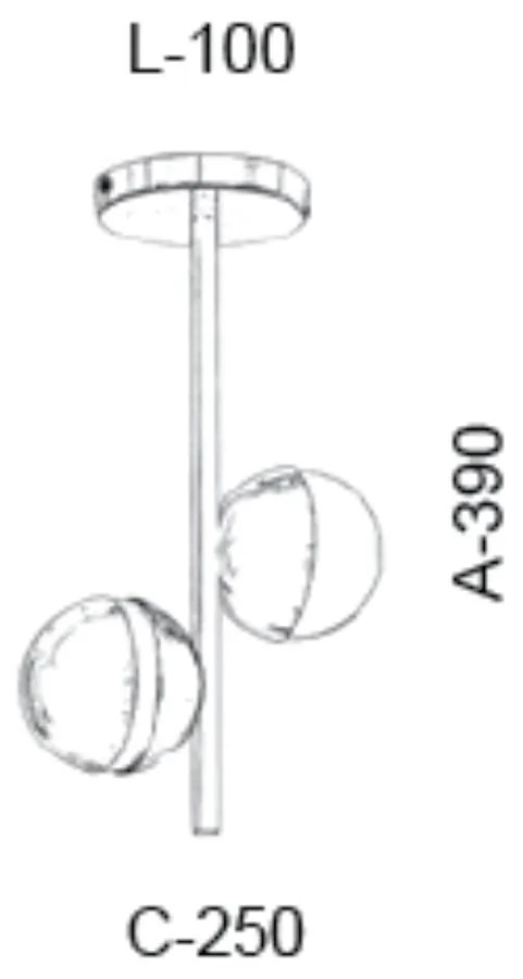 Plafon Vertical C/ Globo Filete 25X10X39Cm Metal E Vidro 2 X G9 Globo... (CAFÉ / COBRE BRILHO, FOSCO)
