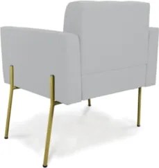 Poltrona Para Sala Pé Metal Dourado Kit 2 Ana Linho Cinza - Ibiza