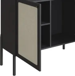 Balcão Aparador Buffet Cantinho do Café Pés Madeira Arlo A10 Nero/Pret