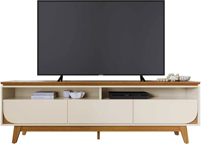 Bancada Decorativa Saiko MDP Pintura UV 3 Gavetas Corrediças Telescópicas até 75 Cinamomo/OffWhite G97 - Gran Belo