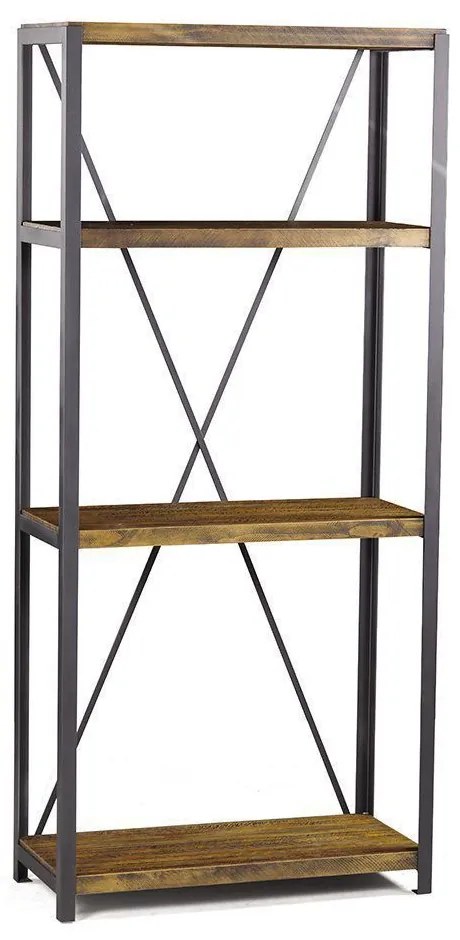 Estante Baviera com 3 Prateleiras Grafite/Rustic Brown G54 - Gran Belo