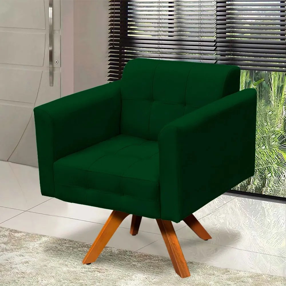 Poltrona Decorativa Giratória MM30 Elisa Suede Verde D03 - D'Rossi