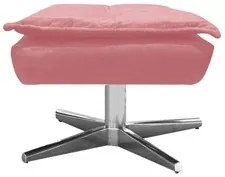Puff Decorativo Sala de Estar Base Giratória Cromada Opla Suede Rose -