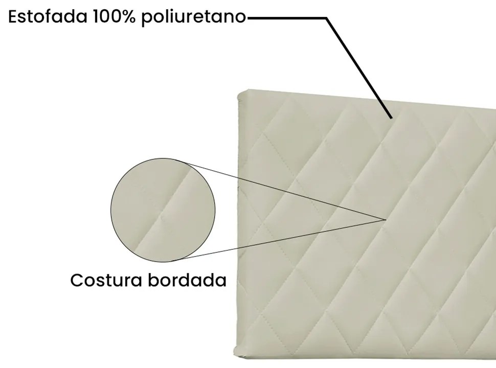Cabeceira Painel Dubai Para Cama Box Casal 140 cm Corino - D'Rossi - Bege