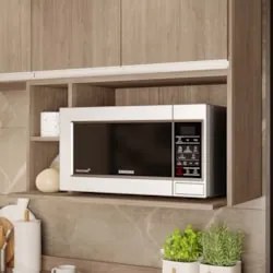 Suporte Microondas Aéreo 81cm com Nicho Adega Miami Castanho - Lumil