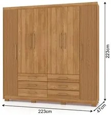 Guarda Roupa Casal 6 Portas 6 Gavetas 223cm Quebec V02 Nature/Brisa -