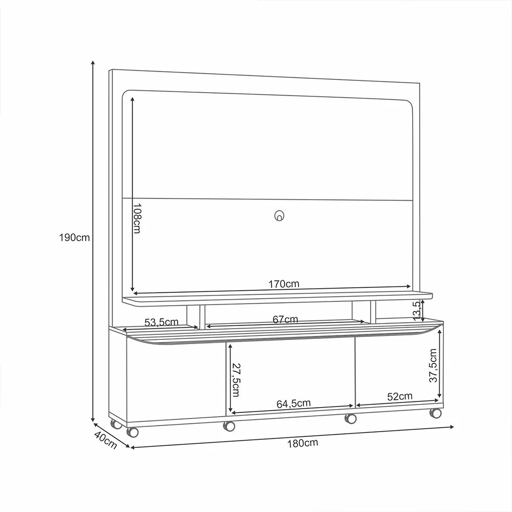 Home Estante para TV de até 70 Polegadas 2 Portas e 1 Gaveta MDP/MDF Mania OffWhite/Castanho G26 - Gran Belo