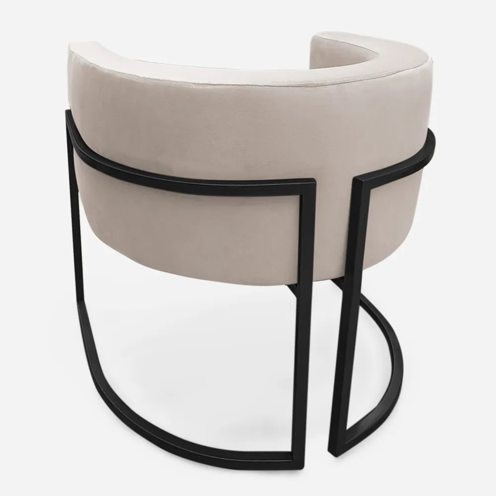 Poltrona Decorativa Base Metal Preta Luna Veludo Bege - Sheep Estofados - Bege