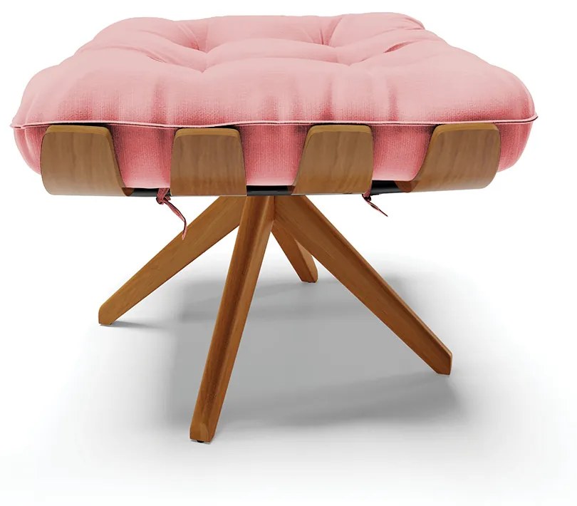 Puff Giratório Costela kit 2 Suede Base de Madeira MA30 M11 - D'Rossi - Rose