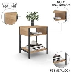 Mesa de Cabeceira Estilo Industrial Plaza L03 Castanho - Mpozenato
