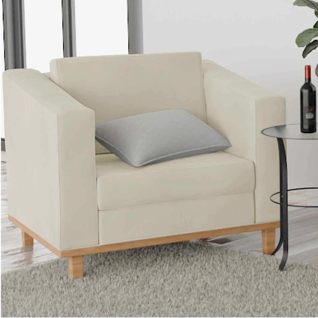 Poltrona Decorativa Europa Linho Bege ADJ Decor