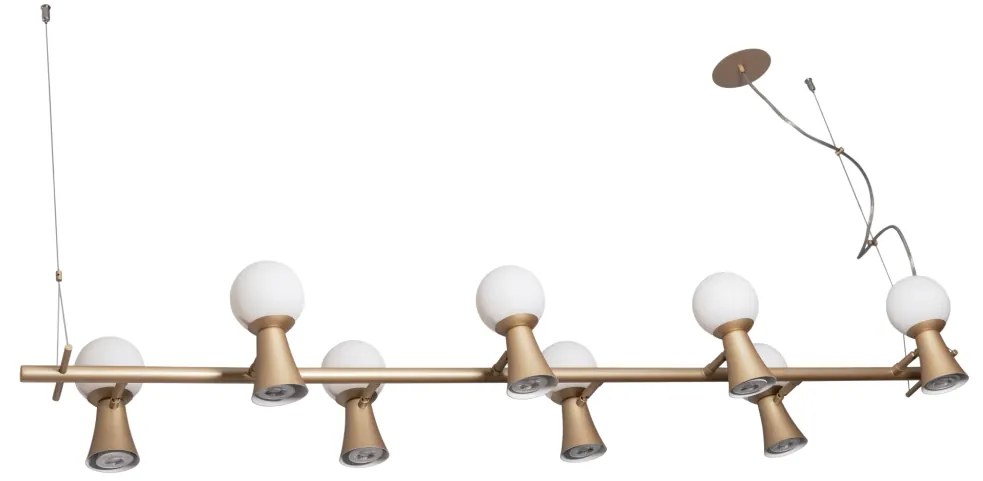 Pendente Dirham 150X32,4X18,6Cm 8Xg9 + 8Xmr16 Alumínio E Globo Ø10Cm |... (OL-F - Verde Oliva Fosco, AMBAR)
