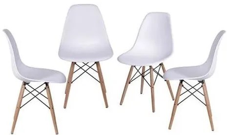 Kit com 4 Cadeiras Eames Polipropileno Base Madeira na Cor Fendi - 64564 Sun House