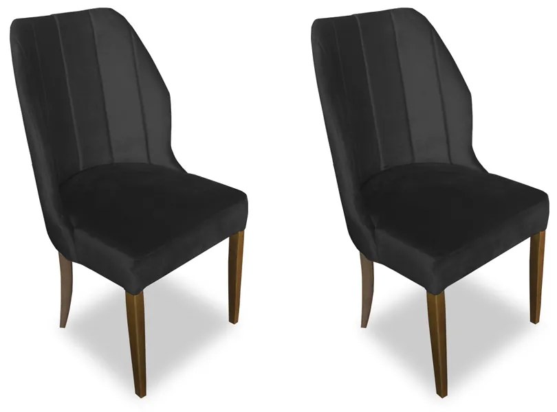 Kit 2 Cadeiras De Jantar Safira Suede Preto