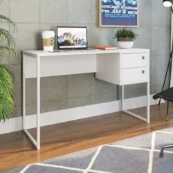 Mesa Escrivaninha Industrial 120cm 2 Gavetas Nubia Branco Z54 - Mpozen