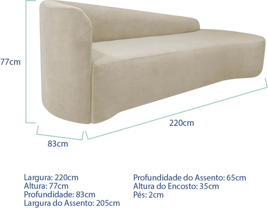 Kit Sofá Curvo França 220cm LD. e Poltrona Luiza Max Conforto, Elegância e Design Moderno Linho