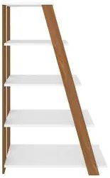 Mesa Escrivaninha em L Eron e Estante Livreiro Stela A06 Branco/Carval