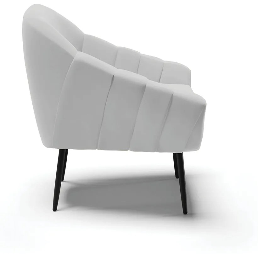 Kit 02 Poltronas Giovana Suede Pés Palito de Ferro Preto D03 - D'Rossi - Cinza